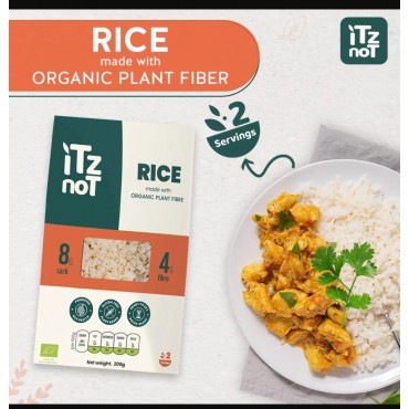 iTz noT jusT RICE (Pack of 1, 200g) Ready cooked, Shirataki, Moyu, Konjac Plant Fibre Pasta, Low Carb, & No Added Preservatives, Healthy, Gluten Free, Gut Health. 100% Natural