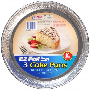 Hefty Ez Foil 8" Round Cake Pans, 3 Count